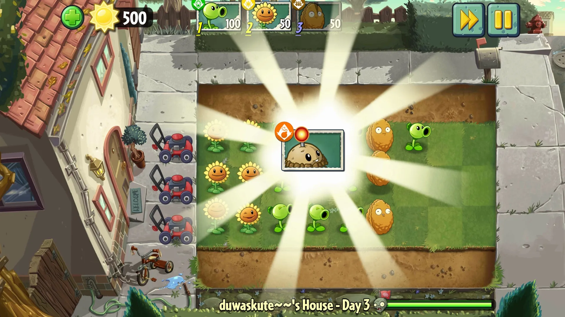 Unlock new plants in Plant Vs Zombies 2 game.